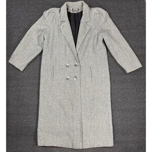 New York Girl Vintage Herringbone Wool Blend Long Coat Women's Size 18